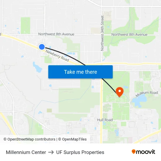 Millennium Center to UF Surplus Properties map