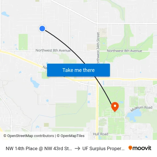 NW 14th Place @ NW 43rd Street to UF Surplus Properties map