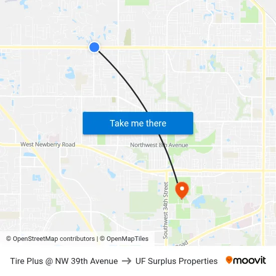 Tire Plus @ NW 39th Avenue to UF Surplus Properties map