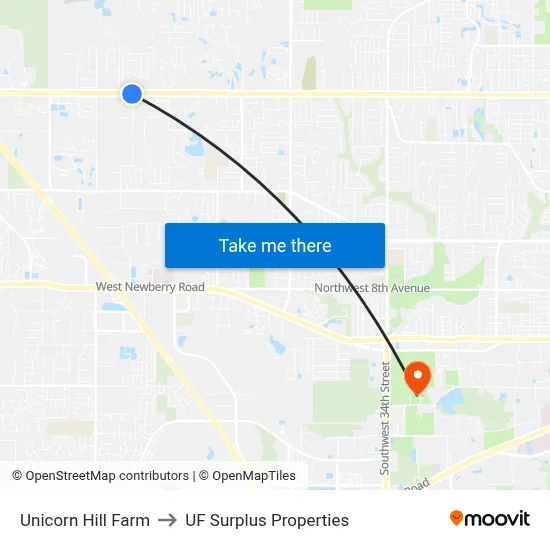 Unicorn Hill Farm to UF Surplus Properties map