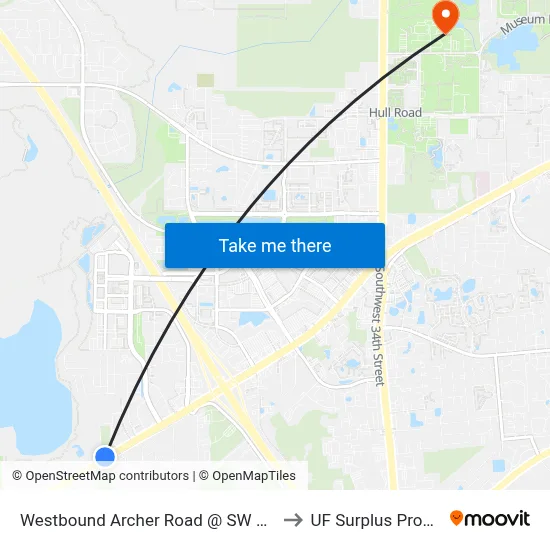 Westbound Archer Road @ SW 50th Street to UF Surplus Properties map