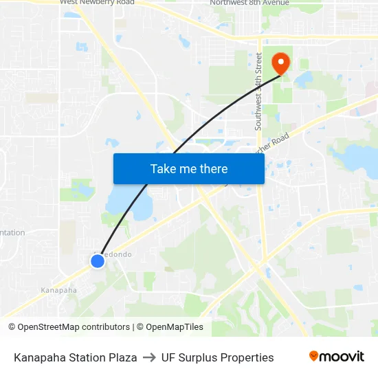 Kanapaha Station Plaza to UF Surplus Properties map