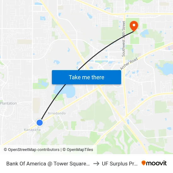 Bank Of America @ Tower Square on Archer Road to UF Surplus Properties map