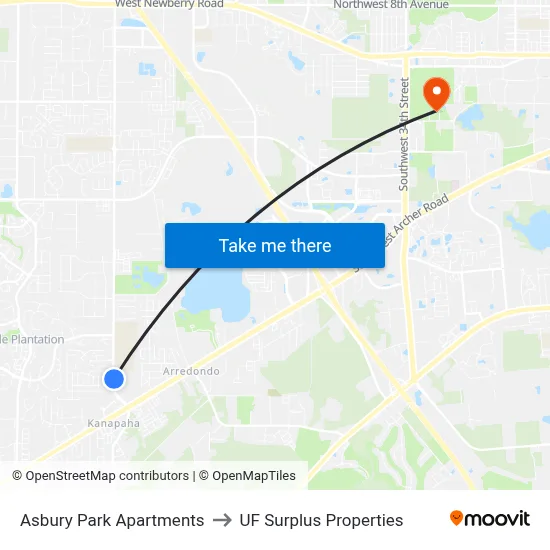 Asbury Park Apartments to UF Surplus Properties map