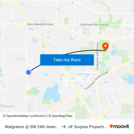 Walgreens @ SW 24th Avenue to UF Surplus Properties map