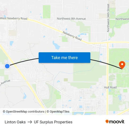 Linton Oaks to UF Surplus Properties map