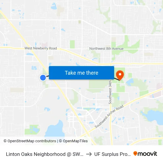 Linton Oaks Neighborhood @ SW 64th Terrace to UF Surplus Properties map