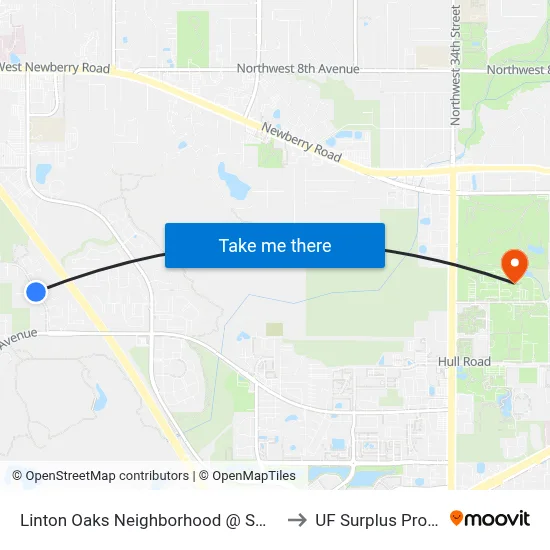 Linton Oaks Neighborhood @ SW 61st Street to UF Surplus Properties map