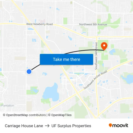 Carriage House Lane to UF Surplus Properties map