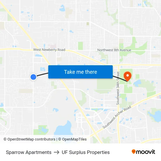 Sparrow Apartments to UF Surplus Properties map