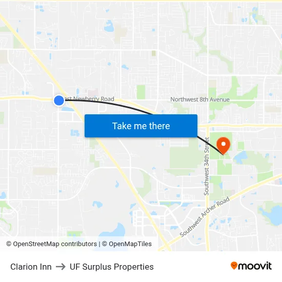 Clarion Inn to UF Surplus Properties map