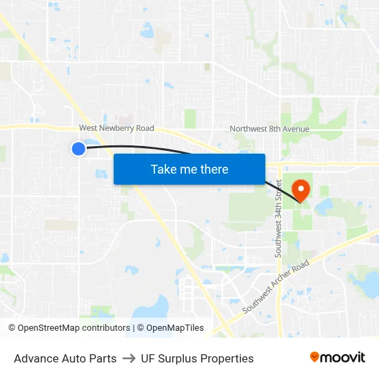Advance Auto Parts to UF Surplus Properties map
