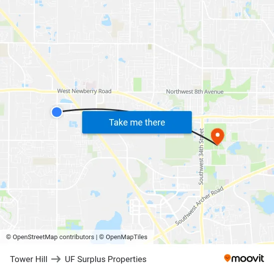 Tower Hill to UF Surplus Properties map