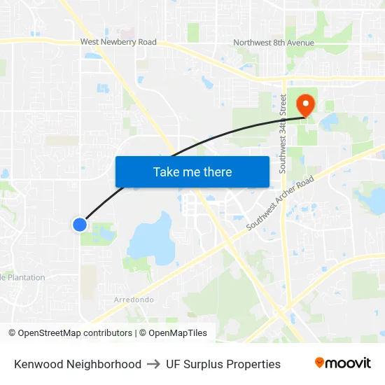 Kenwood Neighborhood to UF Surplus Properties map