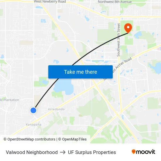 Valwood Neighborhood to UF Surplus Properties map