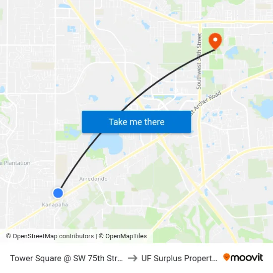 Tower Square @ SW 75th Street to UF Surplus Properties map