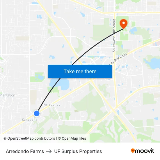 Arredondo Farms to UF Surplus Properties map
