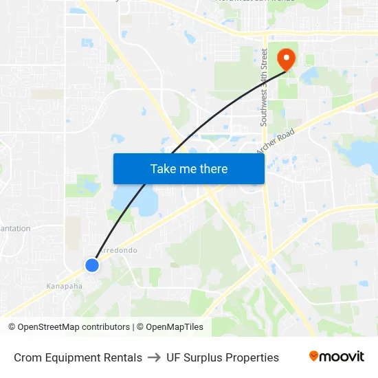 Crom Equipment Rentals to UF Surplus Properties map