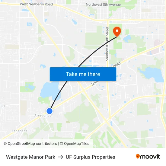Westgate Manor Park to UF Surplus Properties map