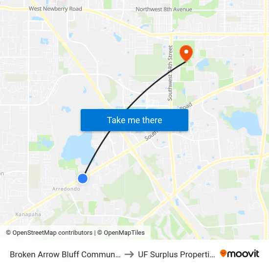 Broken Arrow Bluff Community to UF Surplus Properties map