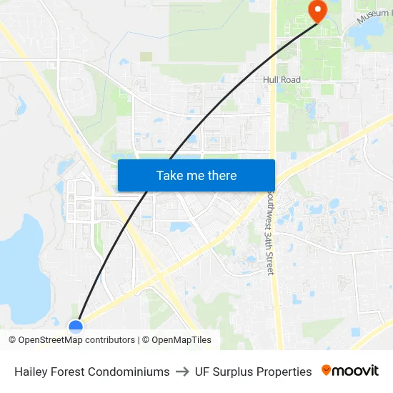 Hailey Forest Condominiums to UF Surplus Properties map