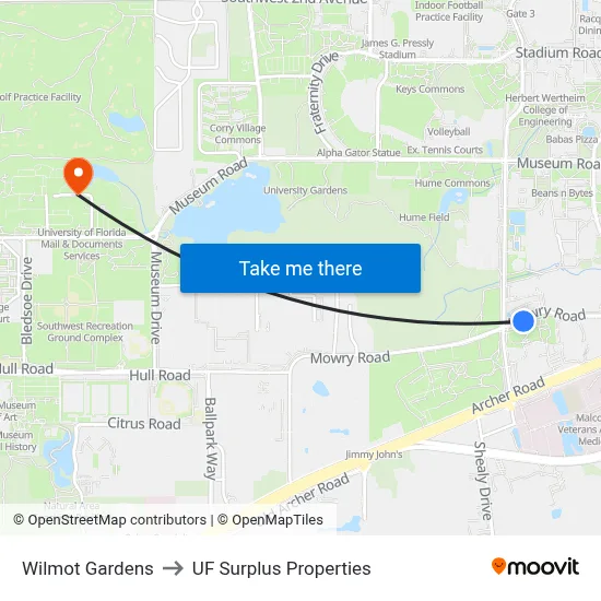 Wilmot Gardens to UF Surplus Properties map