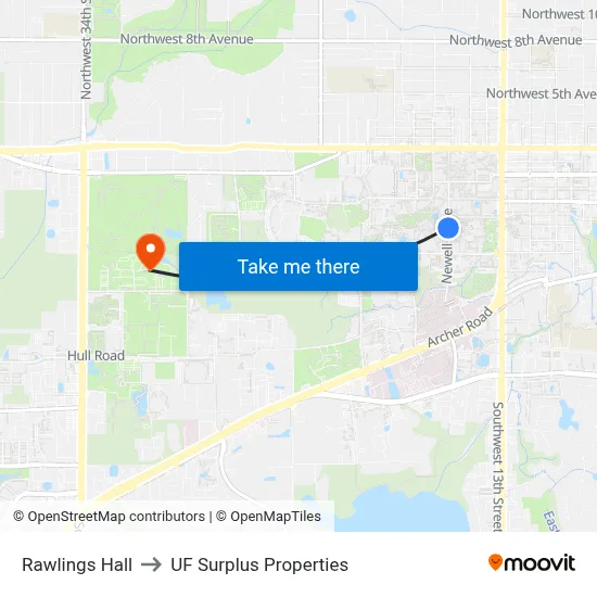 Rawlings Hall to UF Surplus Properties map