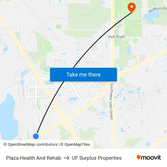 Plaza Health And Rehab to UF Surplus Properties map