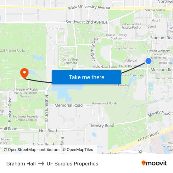Graham Hall to UF Surplus Properties map