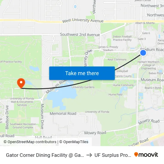 Gator Corner Dining Facility @ Gale Lemerand to UF Surplus Properties map