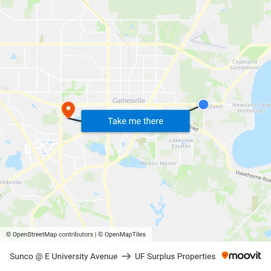 Sunco @ E University Avenue to UF Surplus Properties map