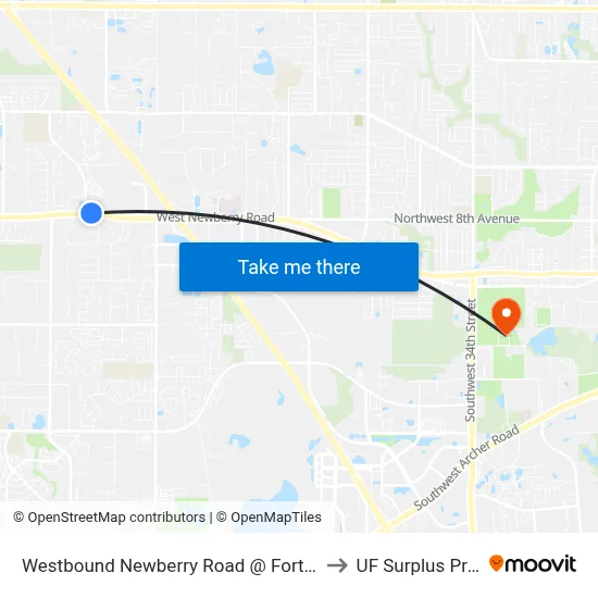 Westbound Newberry Road @ Fort Clarke Boulevard to UF Surplus Properties map
