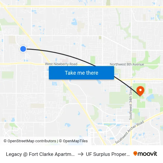 Legacy @ Fort Clarke Apartments to UF Surplus Properties map