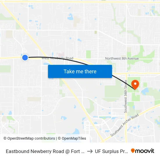 Eastbound Newberry Road @ Fort Clarke Boulevard to UF Surplus Properties map