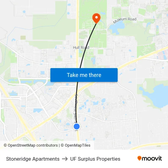 Stoneridge Apartments to UF Surplus Properties map