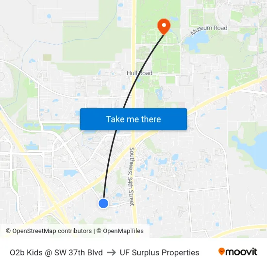 O2b Kids @ SW 37th Blvd to UF Surplus Properties map