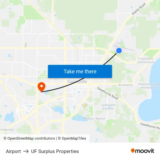 Airport to UF Surplus Properties map