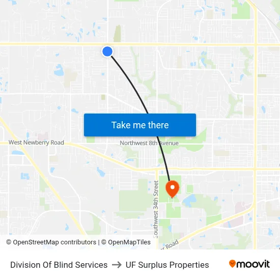 Division Of Blind Services to UF Surplus Properties map