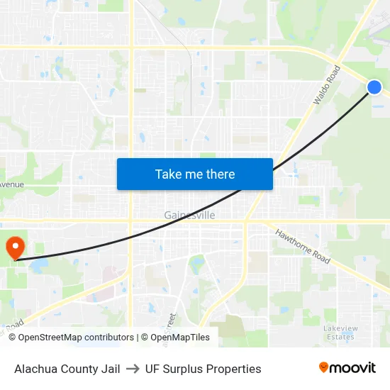 Alachua County Jail to UF Surplus Properties map