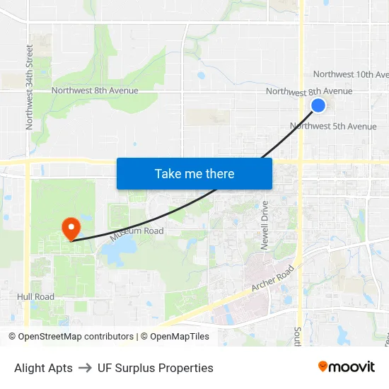 Alight Apts to UF Surplus Properties map