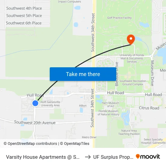 Varsity House Apartments @ SW 38th Ter to UF Surplus Properties map