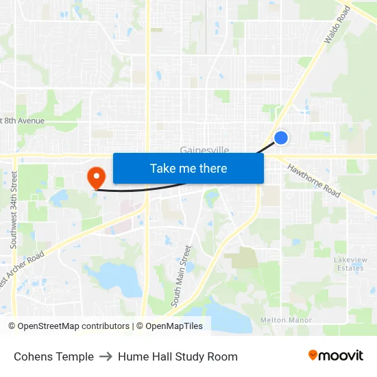 Cohens Temple to Hume Hall Study Room map