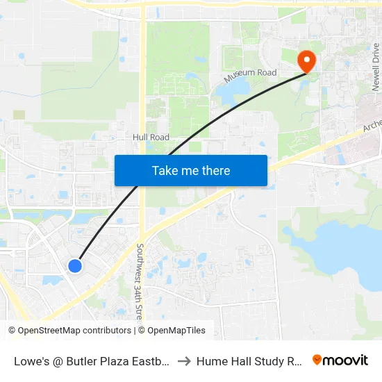 Lowe's @ Butler Plaza Eastbound to Hume Hall Study Room map