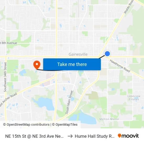 NE 15th St @ NE 3rd Ave Nearside to Hume Hall Study Room map