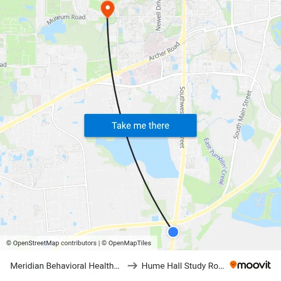 Meridian Behavioral Healthcare to Hume Hall Study Room map