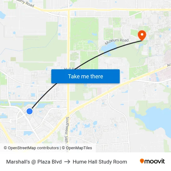 Marshall's @ Plaza Blvd to Hume Hall Study Room map