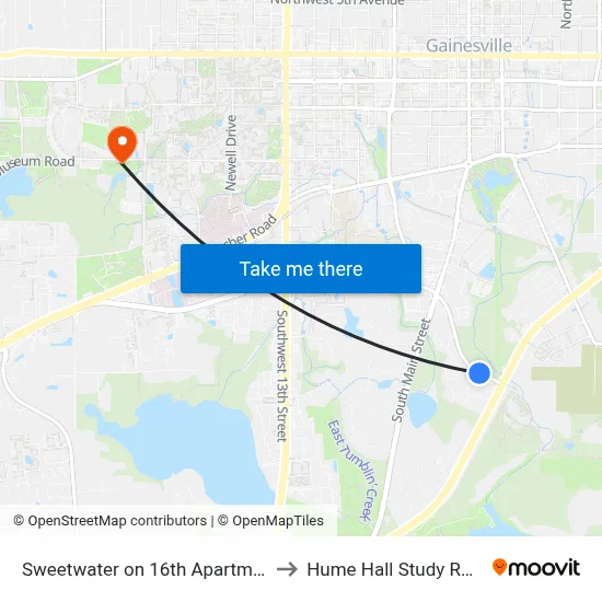 Sweetwater on 16th Apartments to Hume Hall Study Room map