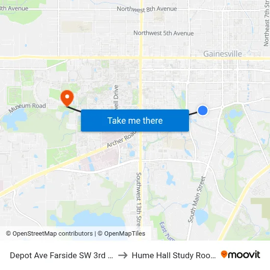 Depot Ave Farside SW 3rd St to Hume Hall Study Room map