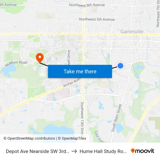 Depot Ave Nearside SW 3rd St to Hume Hall Study Room map