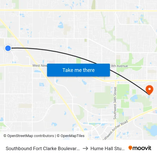 Southbound Fort Clarke Boulevard @ Eagle Point to Hume Hall Study Room map
